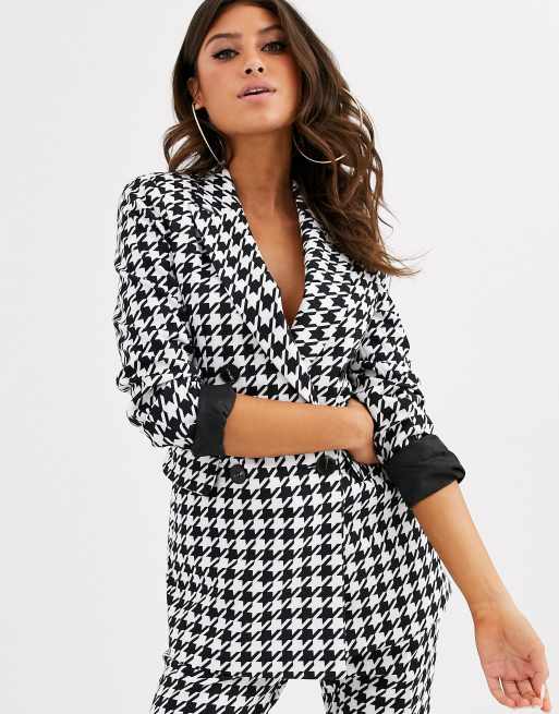 ASOS DESIGN – Anzug mit Hahnentrittmuster in Schwarz-Weiß, 2 von 3