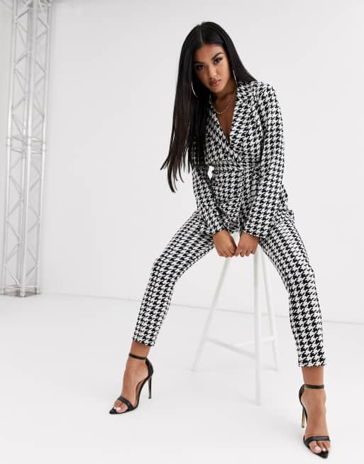 ASOS DESIGN – Jerseyanzug im Wickeldesign mit Hahnentrittmuster, 3 von 3