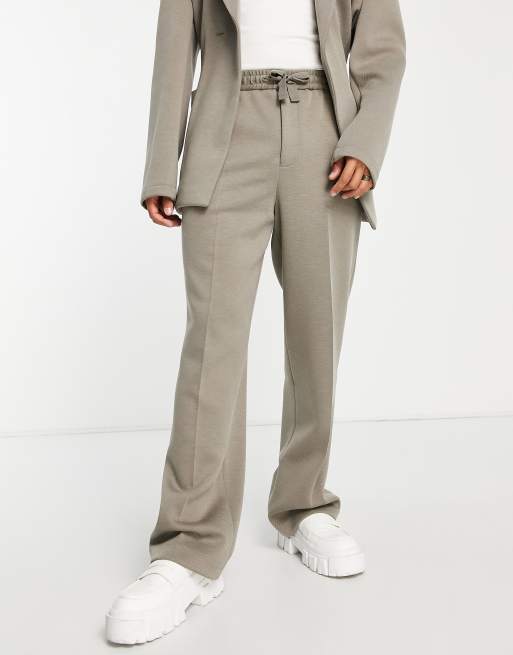 ASOS DESIGN – Anzughose aus Twill in Pilzbraun mit weitem Bein