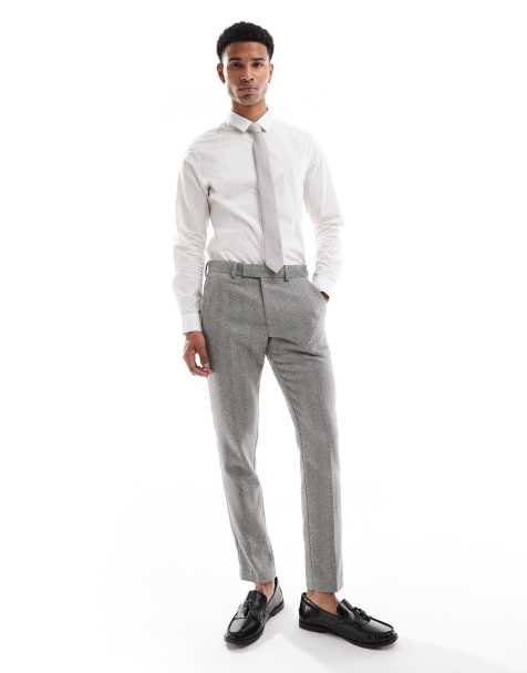 ASOS DESIGN – Anzughose aus Wollmix in Grau mit engem Schnitt - view 1
