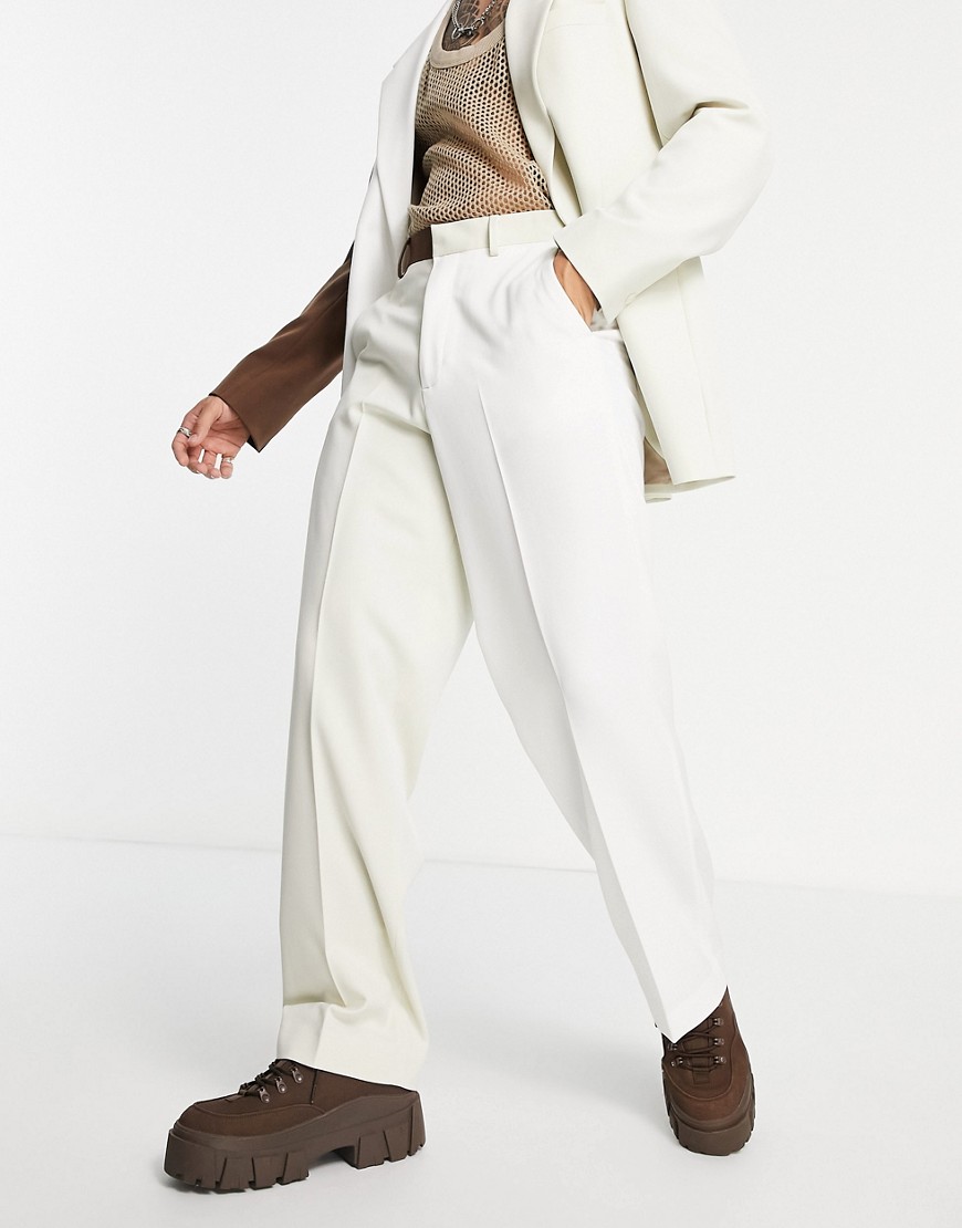 asos design -  – Anzughose im Blockfarbendesign in neutralen Farben mit weitem Bein-Rosa