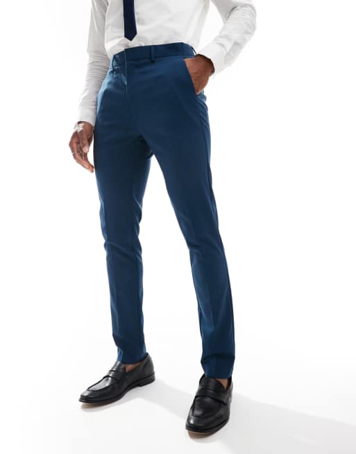 ASOS DESIGN – Anzughose in Blau mit engem Schnitt
