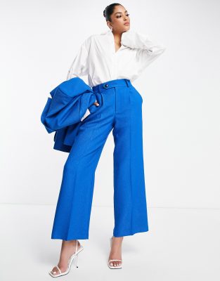 ASOS DESIGN - Anzughose in Blau mit weitem Bein