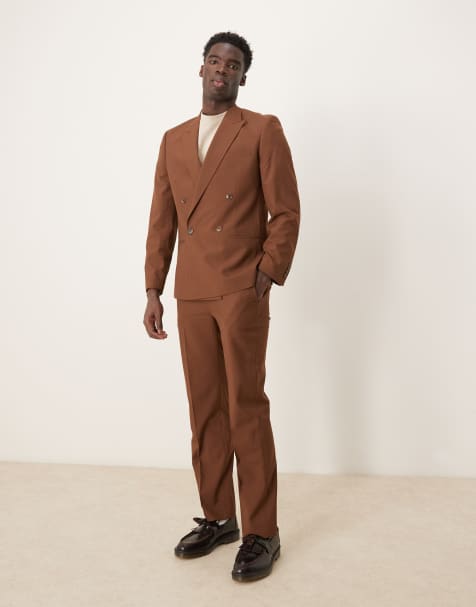 ASOS DESIGN – Anzughose in Braun mit geradem Bein - view 1