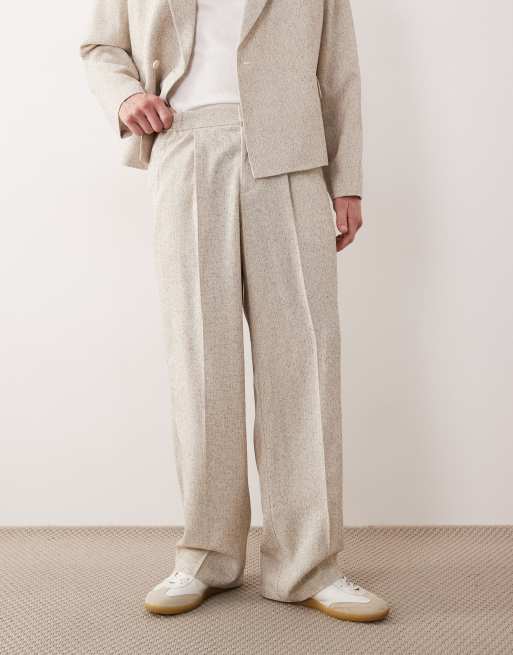 ASOS DESIGN – Anzughose in Creme mit weitem Bein, 2 von 5
