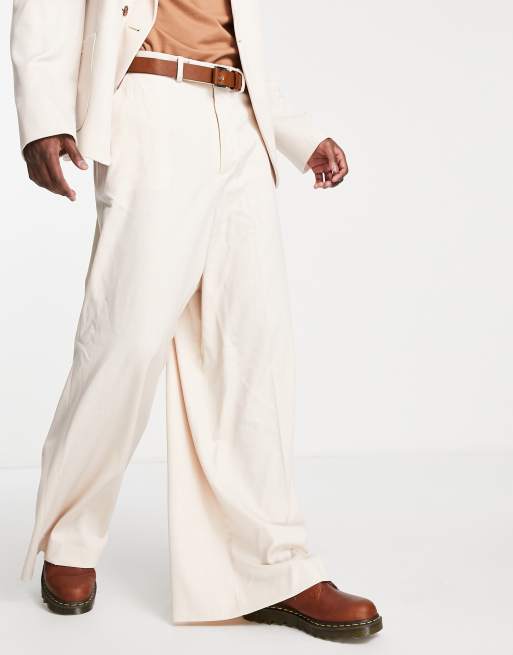 ASOS DESIGN – Anzughose in Ecru mit extrem weitem Bein