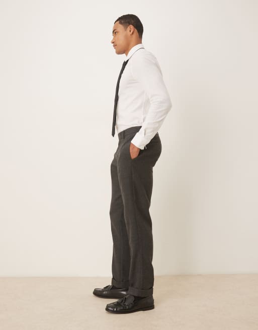 ASOS DESIGN – Anzughose in Grau mit schmalem Schnitt und Mikrostruktur, 3 von 5