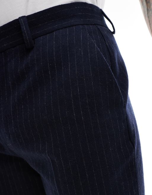 ASOS DESIGN – Anzughose in Marineblau mit Nadelstreifen und geradem Schnitt, 3 von 5