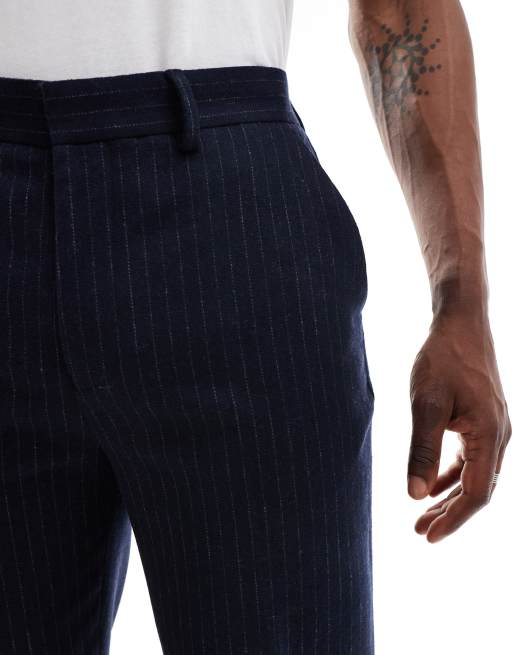 ASOS DESIGN – Anzughose in Marineblau mit Nadelstreifen und geradem Schnitt, 5 von 5
