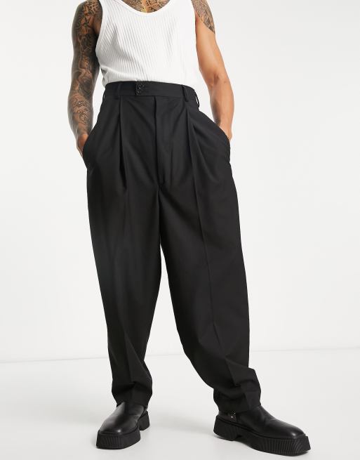 ASOS DESIGN – Anzughose in Schwarz mit extremer Ballon-Passform
