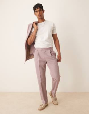 ASOS DESIGN – Anzughose in Staubrosa mit geradem Schnitt - view 1