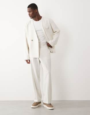 Anzughose in Stein mit weitem Bein-Neutral Neutral 46 Short