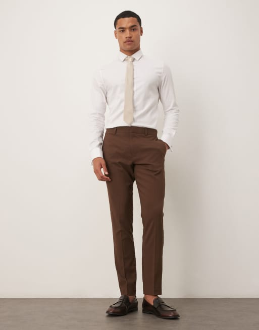 ASOS DESIGN skinny suit pants in dark brown