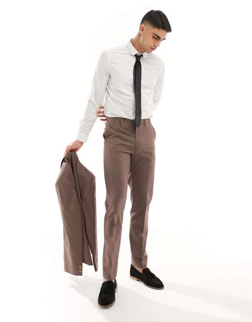 ASOS DESIGN – Anzughose mit schmalem Schnitt in Braun
