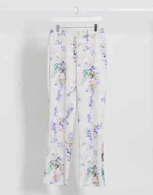 ASOS DESIGN – Anzughose mit weitem Bein und Blumen-Print