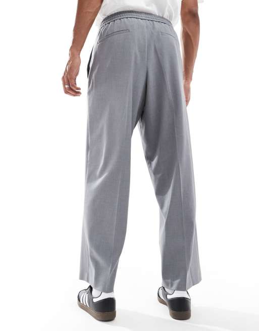 ASOS DESIGN – Anzughose zum Reinschlüpfen in Grau mit abgerundetem Beinschnitt, 4 von 5