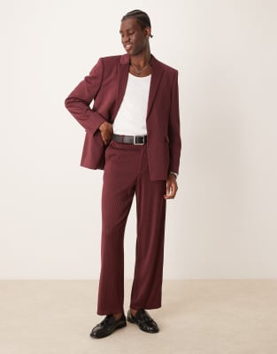 ASOS DESIGN – Anzugjacke aus burgunderrotem Rippstoff in normaler Passform - view 1