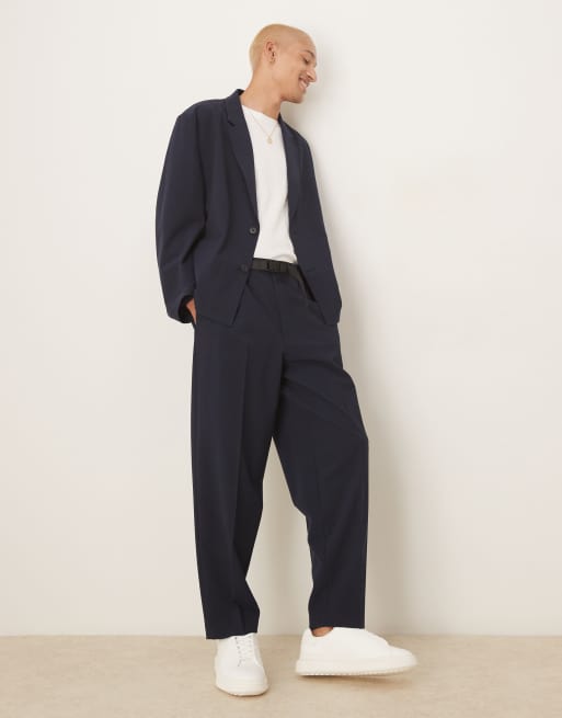 ASOS DESIGN – Anzugjacke aus Seersucker in Marineblau mit lässigem, kastigem Schnitt, 2 von 5