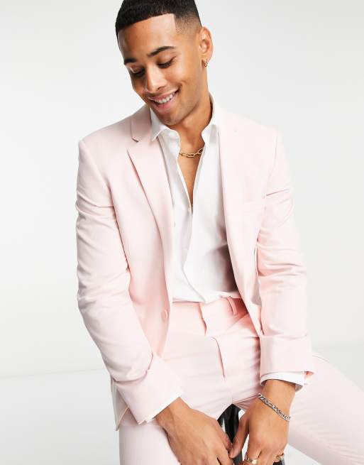 ASOS DESIGN – Anzugjacke in Blassrosa mit superengem Schnitt