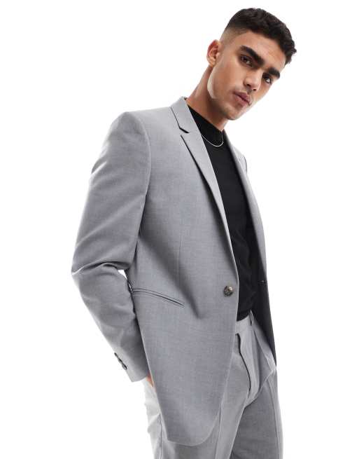 ASOS DESIGN – Anzugjacke in Grau mit normalem Schnitt