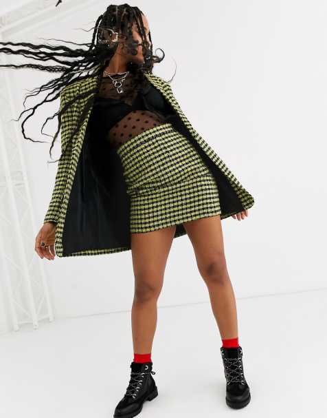 ASOS DESIGN – Anzugrock aus Bouclé, in Neonfarbe