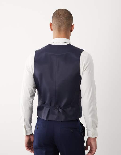 ASOS DESIGN – Anzugweste aus Twill mit hohem Leinenanteil in Marineblau, 5 von 5
