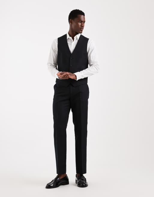 ASOS DESIGN – Anzugweste aus Twill mit hohem Leinenanteil in Schwarz, 2 von 5