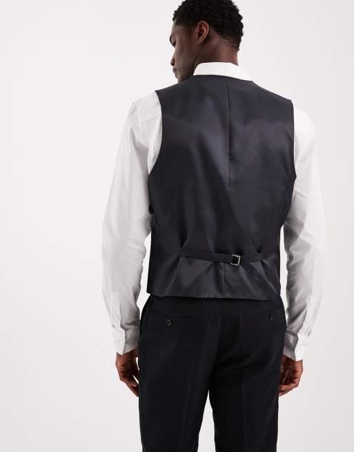 ASOS DESIGN – Anzugweste aus Twill mit hohem Leinenanteil in Schwarz, 4 von 5