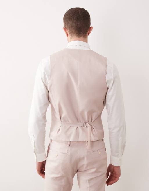 ASOS DESIGN – Anzugweste in Hellrosa mit hohem Leinenanteil, 5 von 5