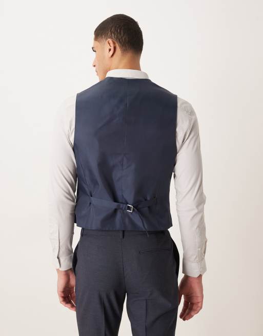 ASOS DESIGN – Anzugweste in Marineblau mit schmalem Schnitt und feiner Struktur, 3 von 5