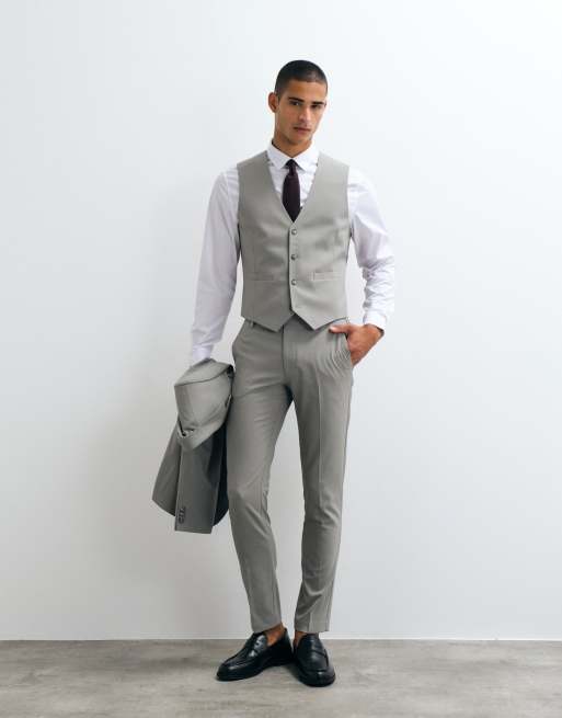 ASOS DESIGN – Anzugweste mit engem Schnitt in Grau, 2 von 5