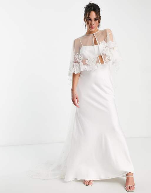 asos cape wedding dress