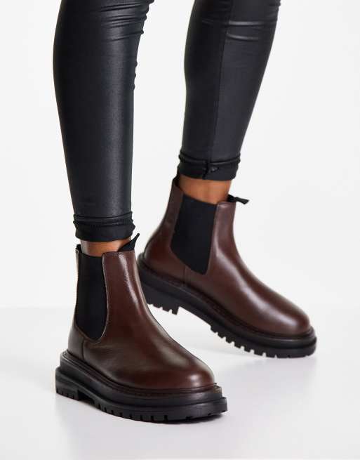 ASOS DESIGN – Appreciate – Bruna chelseaboots i läder