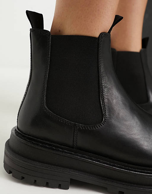 ASOS Appreciate Leather Chelsea Boots in Black Womens Shoes Boots Ankle boots 