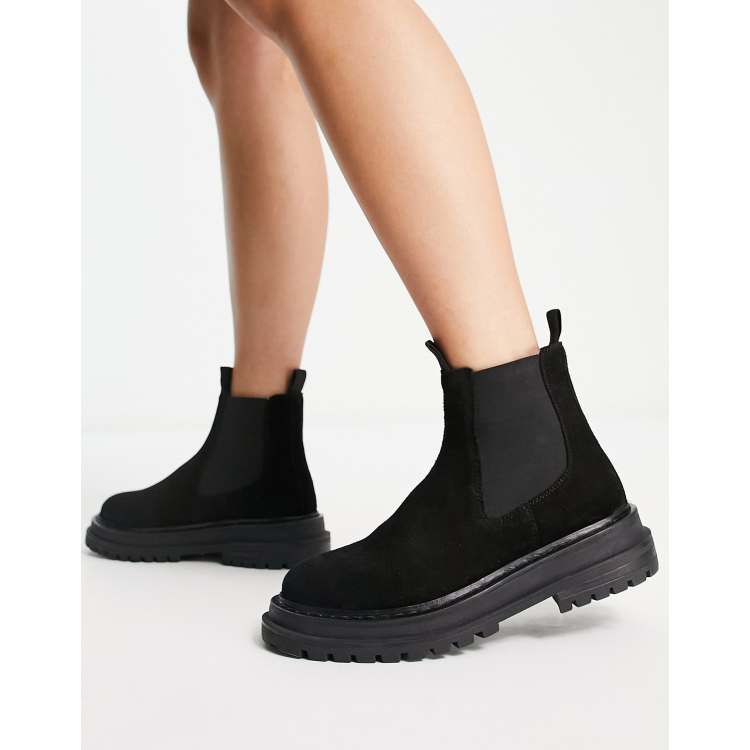 Black suedette hotsell chunky chelsea boots