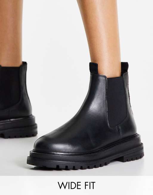 ASOS DESIGN – Appreciate – Svarta chelseaboots i läder med bred passform