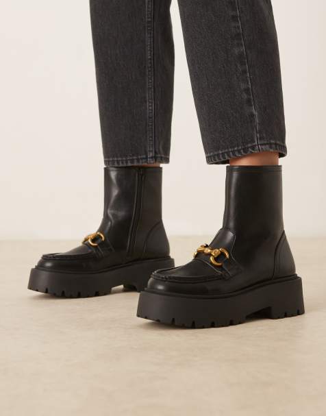 ASOS DESIGN April chunky loafer ankle boots in black - view 1