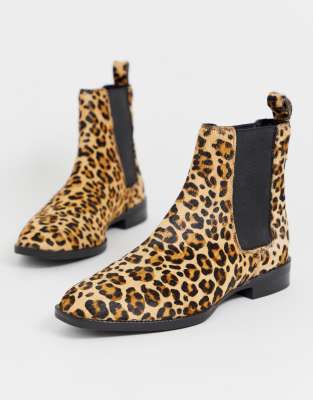 Asos design atom leather chelsea boots deals in leopard print