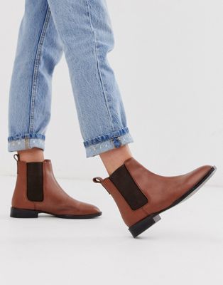ASOS DESIGN April leather chelsea boots in tan