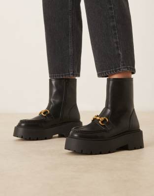ASOS DESIGN - April - Stiefeletten im Loafer-Stil in Schwarz mit dicker Sohle