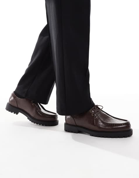 ASOS DESIGN - Apron veterschoenen in bruin geweven - view 1