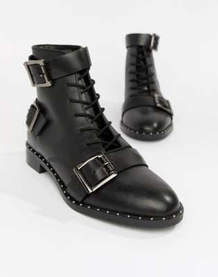 asos black buckle boots