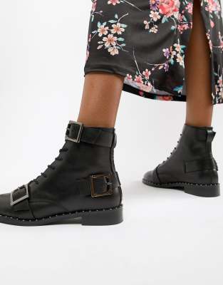 asos design anarchy leather lace up boots