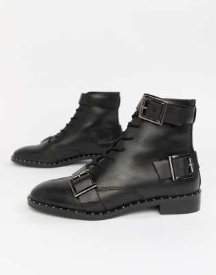 asos design anarchy leather lace up boots