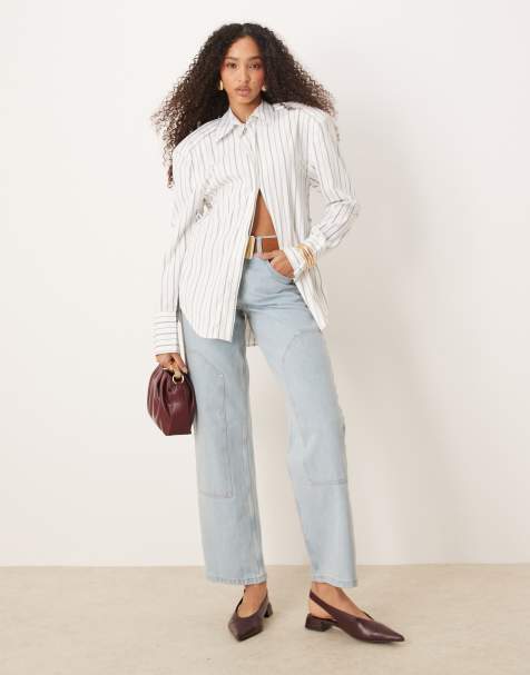 ASOS DESIGN - Arbejdsbukser med lige ben i lys afbleget vask - view 1