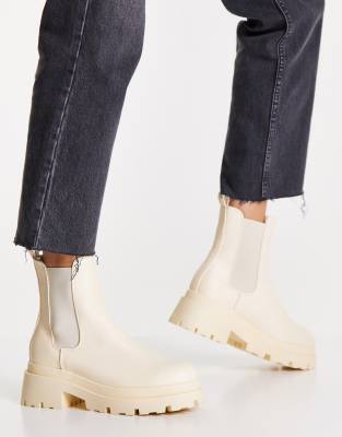 ASOS DESIGN Archer chunky chelsea boots in cream - ASOS Price Checker