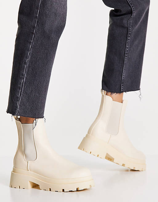 ASOS DESIGN Archer chunky chelsea boots in cream