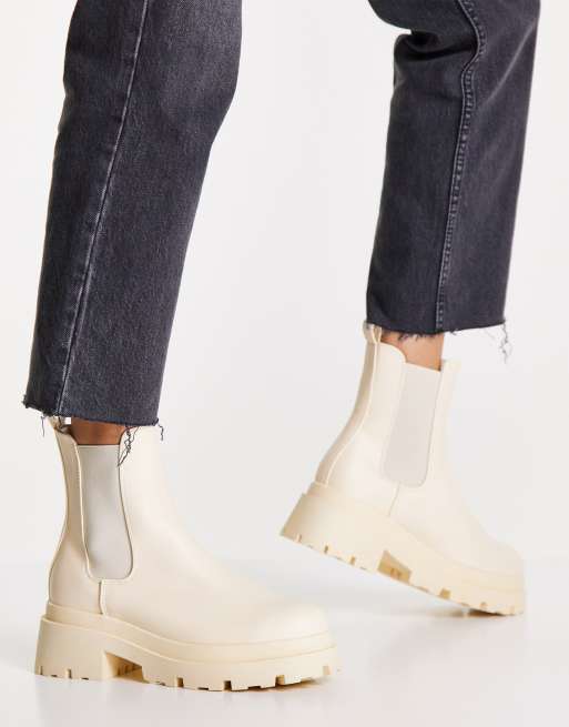ASOS DESIGN – Archer – Gräddvita grova chelseaboots
