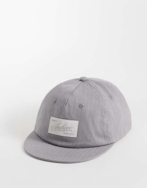 ASOS DESIGN archive patch cap with short peak in gray - view 1