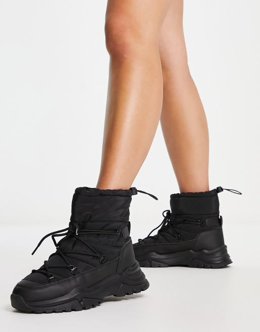 Womens black lace up best sale winter boots